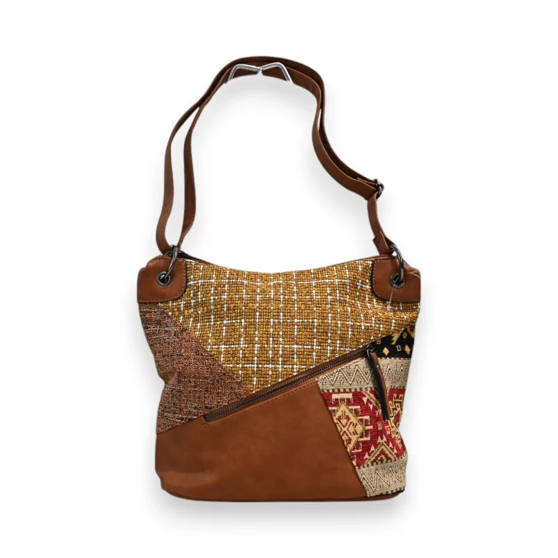 Bolso bandolera Mélanie Paris Patchwork Camel