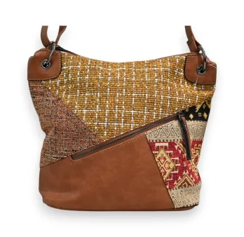 Bolso bandolera Mélanie Paris Patchwork Camel