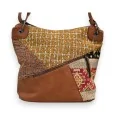 Melanie Paris Patchwork Camel Crossbody Bag