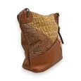 Melanie Paris Patchwork Camel Crossbody Bag