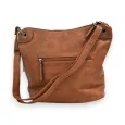 Melanie Paris Patchwork Camel Crossbody Bag