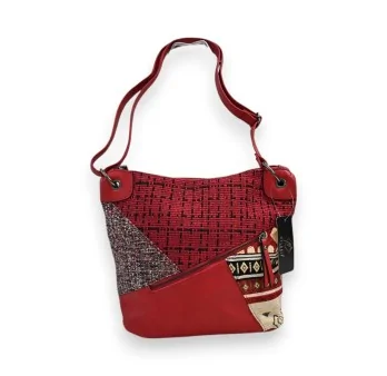 Borsa a tracolla patchwork rossa Mélanie Paris