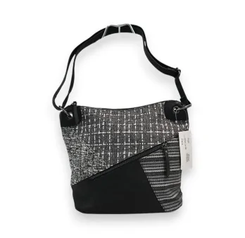 Bolso bandolera Mélanie Paris Patchwork Negro y Gris