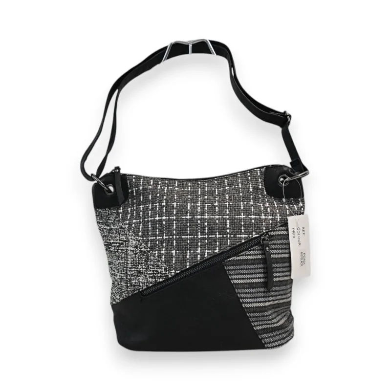 Bolso bandolera Mélanie Paris Patchwork Negro y Gris