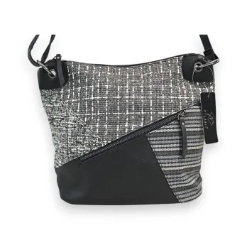 Bolso bandolera Mélanie Paris Patchwork Negro y Gris