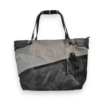 Melanie Paris Gray-Black Patchwork Handbag