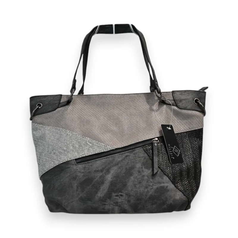 Bolso de Mano Patchwork Mélanie Paris Gris-Negro