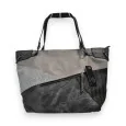 Melanie Paris Gray-Black Patchwork Handbag