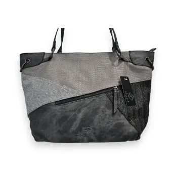 Bolso de Mano Patchwork Mélanie Paris Gris-Negro