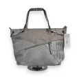 Melanie Paris Multi-Texture Patchwork Handbag in Grey