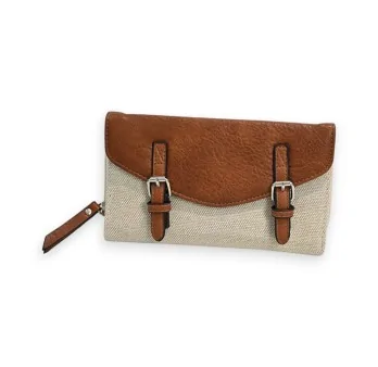 Zweifarbiges Portemonnaie Élégance Mélanie Paris Beige und Camel