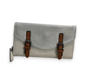 Elegante beige und silberne Geldbörse Mélanie Paris