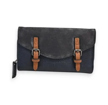 Portafoglio Mélanie Paris Blu Navy con patta lucida