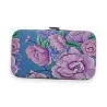 Étui à manucure motif floral violet et bleu, format rectangulaire, style vintage