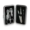 Set de manucure 6 pièces dans étui argenté avec outils de soin des ongles et cuticules