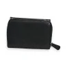 Portefeuille compact noir en cuir avec fermeture éclair, marque Mélanie Paris