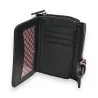 Portefeuille compact noir en cuir avec porte-cartes et compartiment zippé