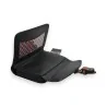 Portefeuille compact noir en cuir ouvert avec compartiments et détail motif