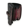 Portefeuille compact noir Mélanie Paris avec intérieur motif fleuri et compartiments
