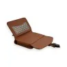 Portefeuille compact marron en cuir avec motif ajouré, fermoir et compartiments dépli...