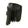 Portefeuille compact kaki Mélanie Paris ouvert, montrant compartiments et fermeture é...