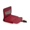 Portefeuille compact rouge en cuir avec détail pailleté et fermeture zippée