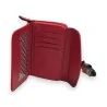 Portefeuille compact rouge avec intérieur glitter, plusieurs compartiments et fermetur...