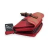 Portefeuille compact rouge à paillettes avec fermeture éclair et boucle décorative