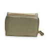 Portefeuille compact doré Mélanie Paris en cuir texturé avec fermeture éclair
