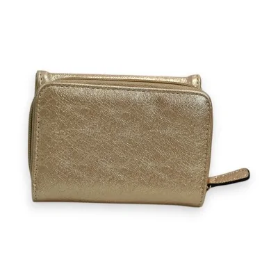 Portefeuille compact doré brillant Mélanie Paris, accessoire de mode élégant