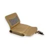 Portefeuille compact doré brillant avec motif géométrique, fermeture zippée et accr...