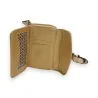 Portefeuille compact doré brillant Mélanie Paris ouvert avec compartiments et détails