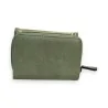 Portefeuille compact en cuir vert amande zippé, marque Mélanie Paris, accessoire mode