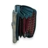 Portefeuille compact bleu pétrole et or Mélanie Paris, intérieur à compartiments