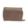 Portefeuille compact en cuir rose doré Mélanie Paris avec fermeture éclair