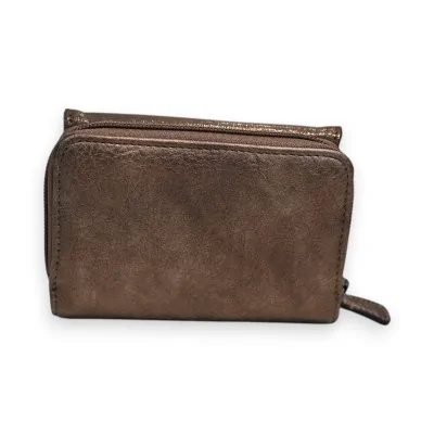 Portefeuille compact en cuir bronze Mélanie Paris avec fermeture éclair Portefeuille compact en cuir bronze Mélanie Paris avec fermeture éclair