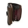 Portefeuille compact bronze Mélanie Paris ouvert, motif intérieur, plusieurs comparti...